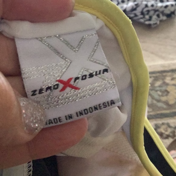 ZEROXPOSUR tankini top yellow black size 10 stretchy built in bra Box 500 - Picture 5 of 8